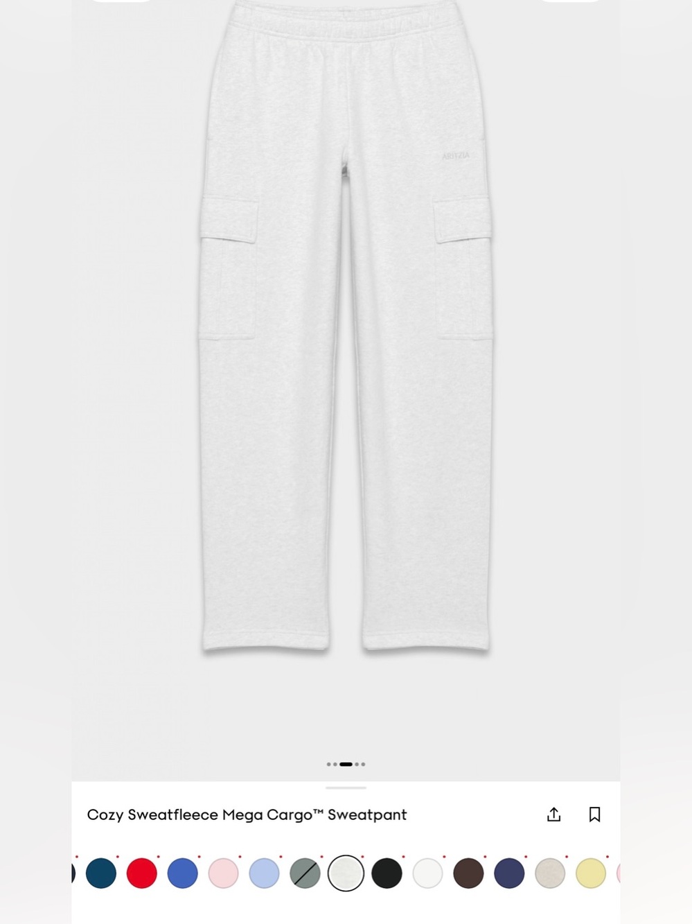 Aritzia Cozy Sweatfleece Mega Cargo Sweatpant - Light Gray